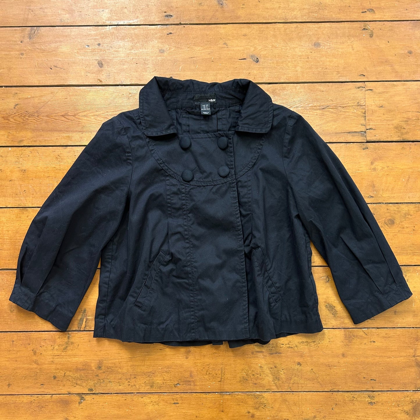 vintage 00s black crop sleeve peacoat