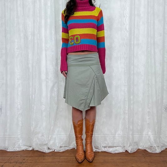 vintage 00s rainbow striped turtleneck jumper