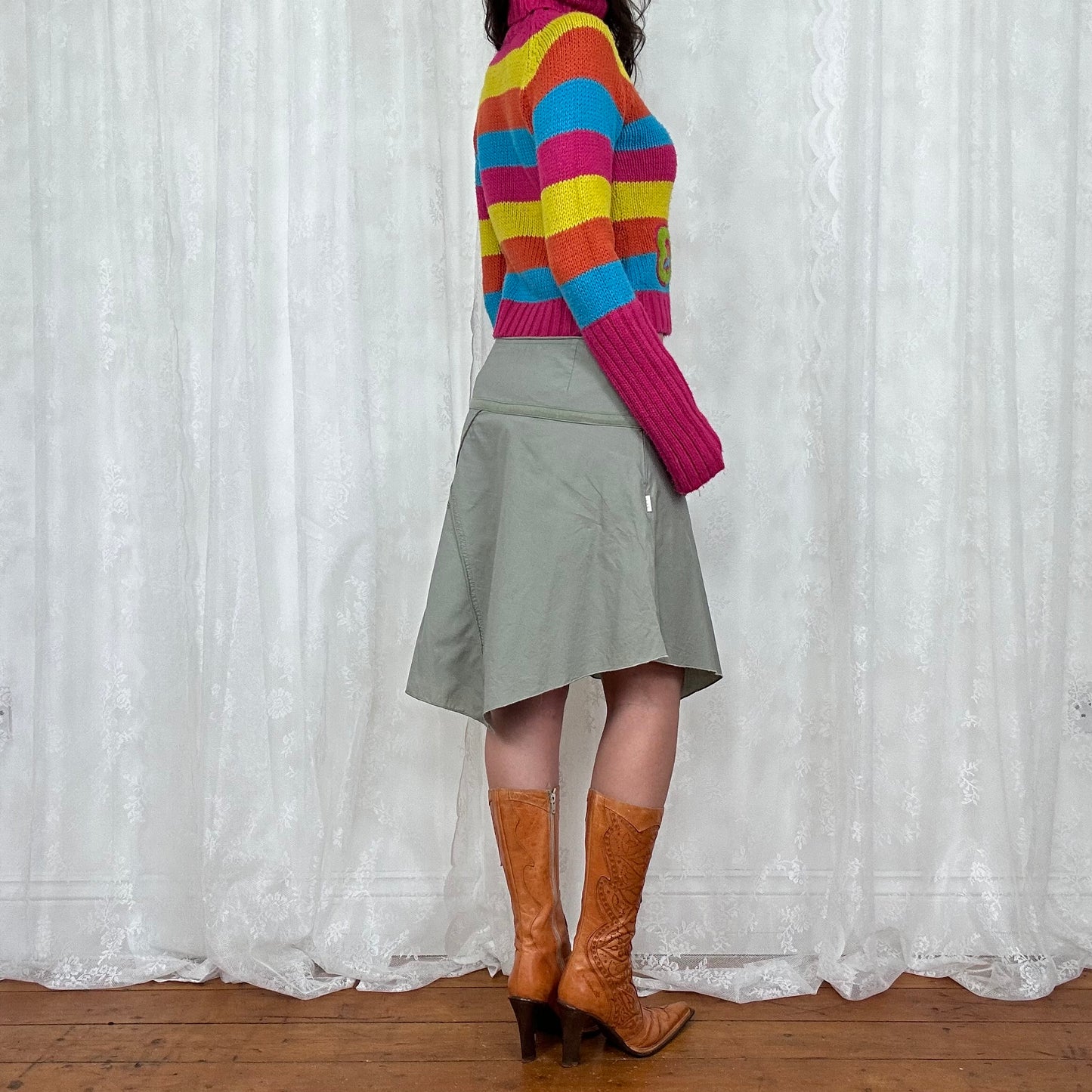 vintage 00s rainbow striped turtleneck jumper