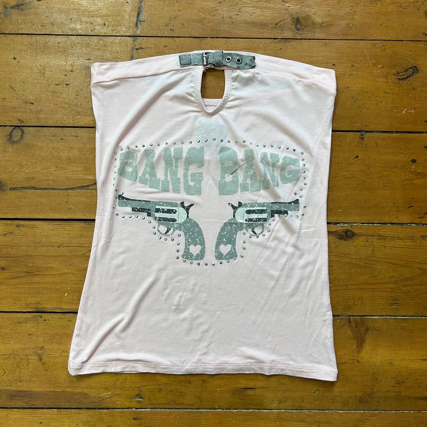 vintage 00s pink graphic strapless top