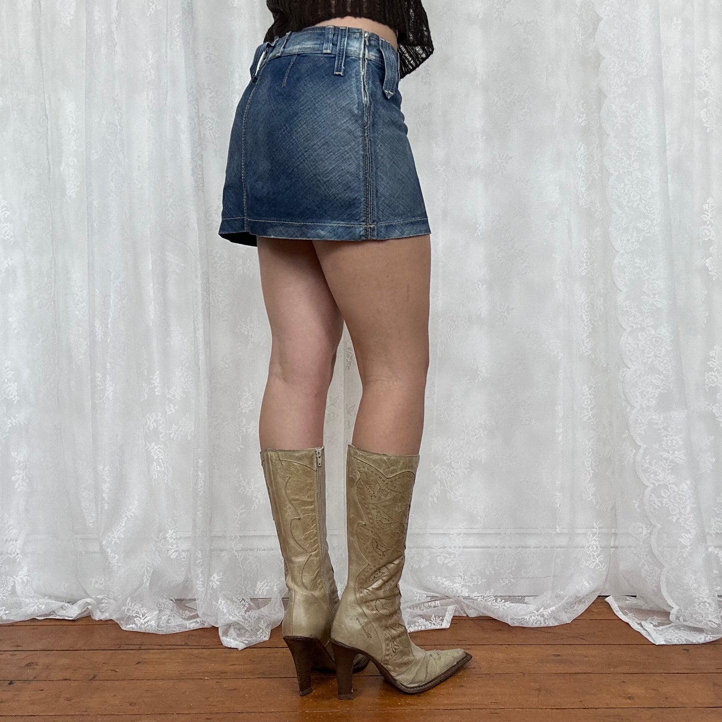 vintage 00s miss sixty denim mini skirt with belt loops