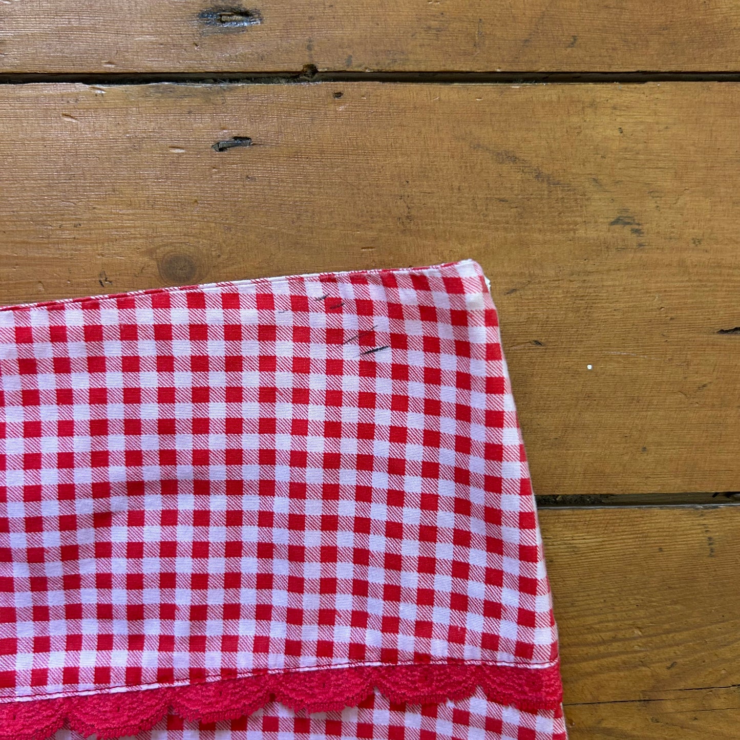 vintage 00s red gingham lace mini skirt