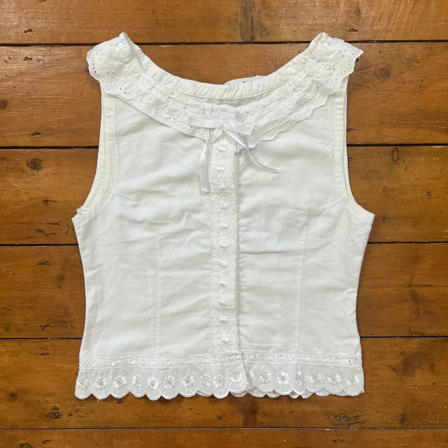vintage 00s white prairie button up top