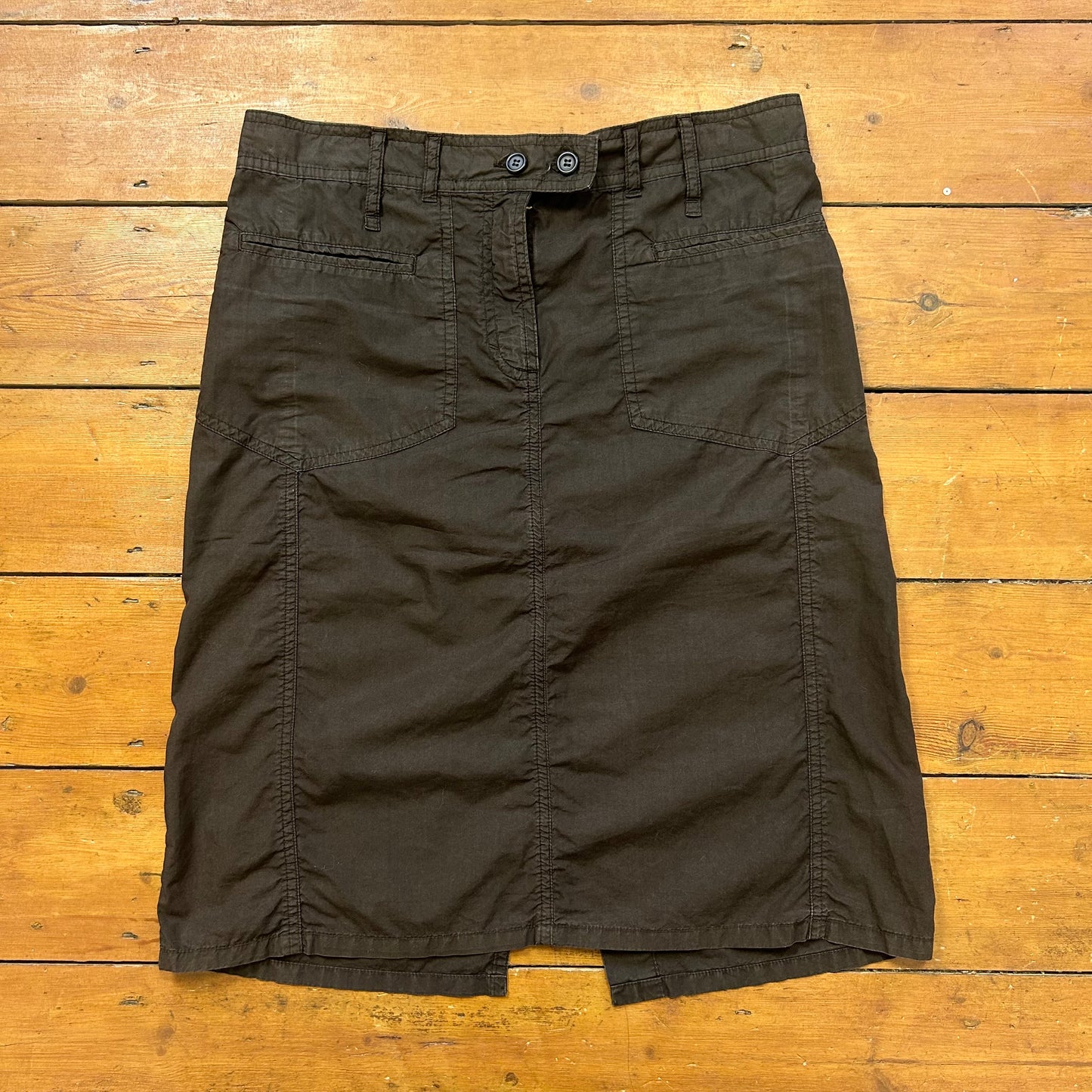 vintage 00s brown cargo midi skirt