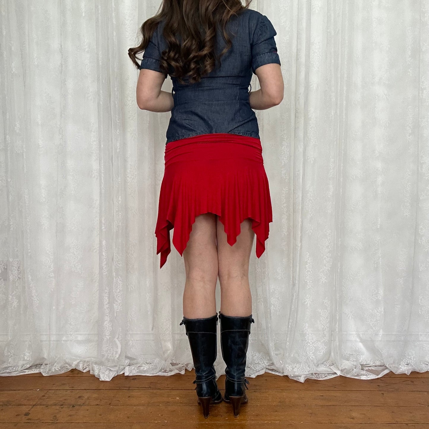 vintage 00s red hanky hem mini skirt