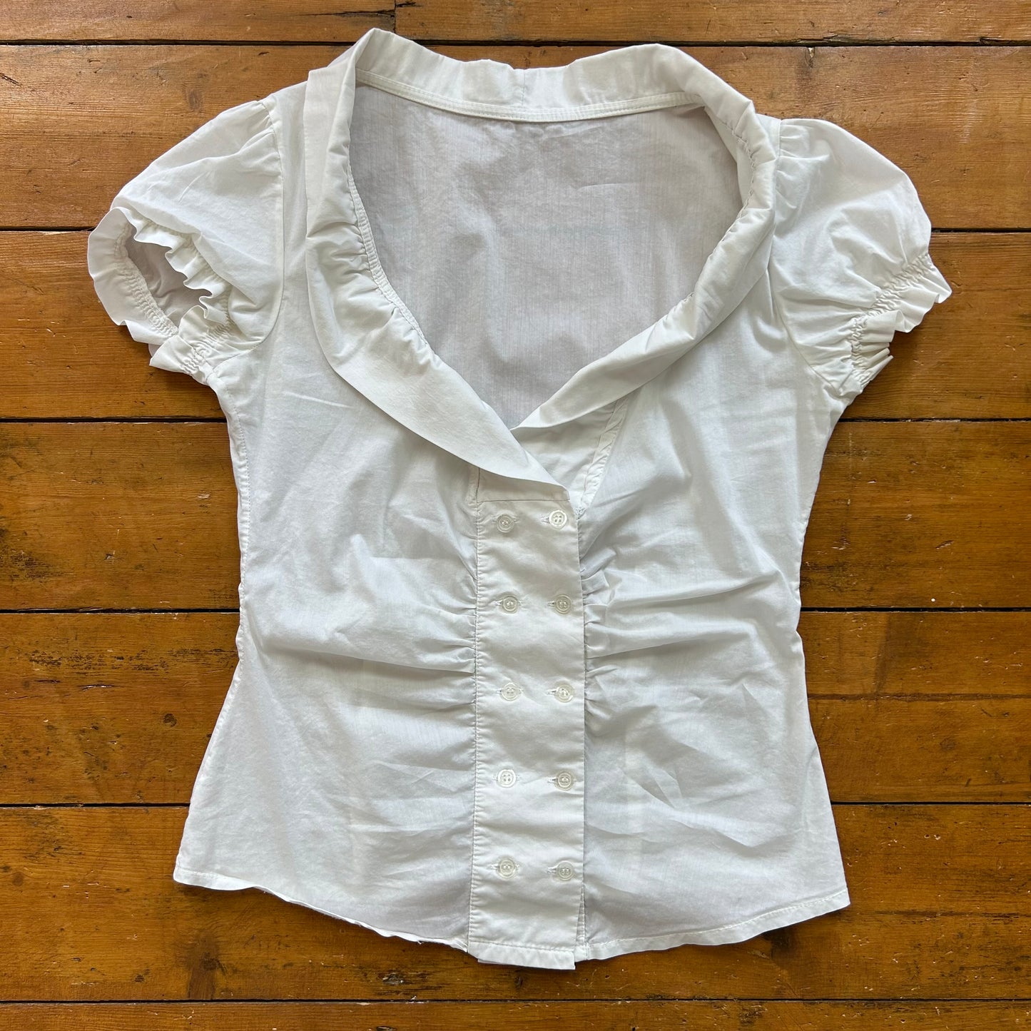vintage 00s white dual button short sleeve shirt