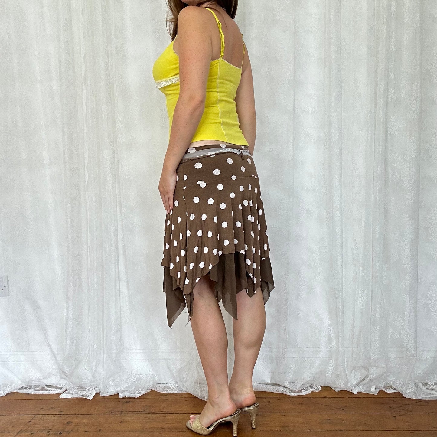 vintage 00s yellow lace trim cami