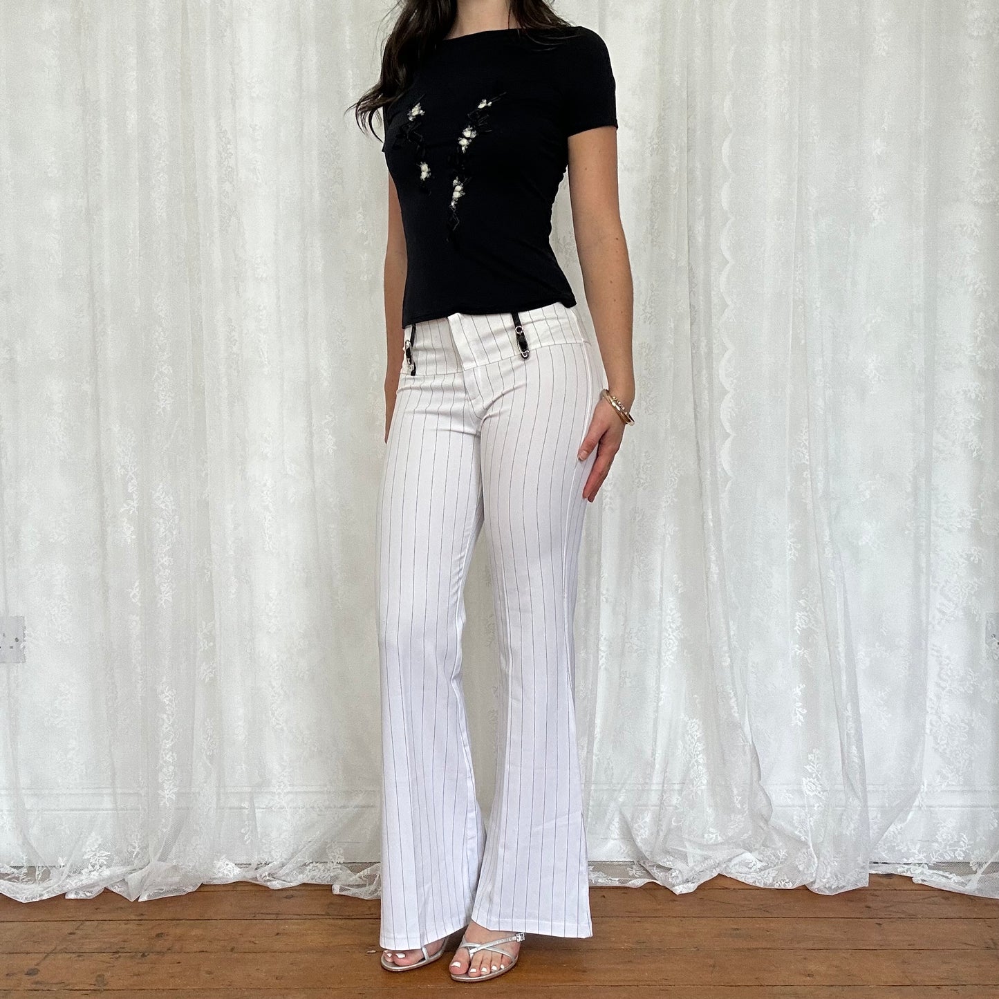 vintage 00s blumarine black embroidered top