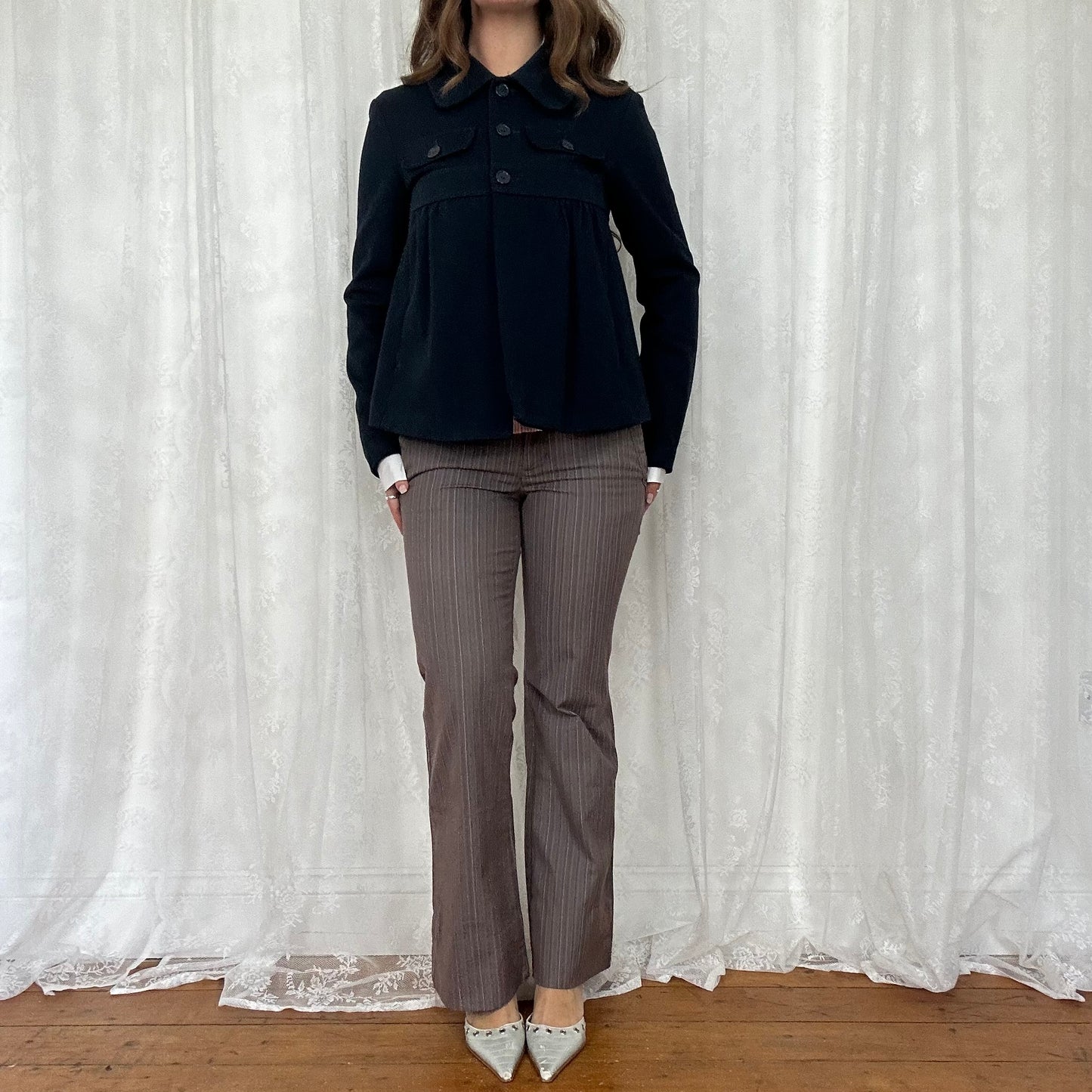 vintage 00s navy blue peacoat swing jacket