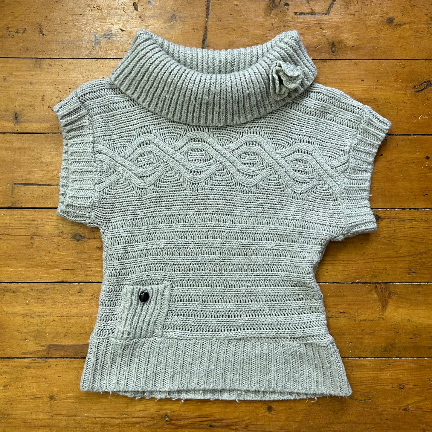 vintage 00s grey chunky knit short sleeve jumper