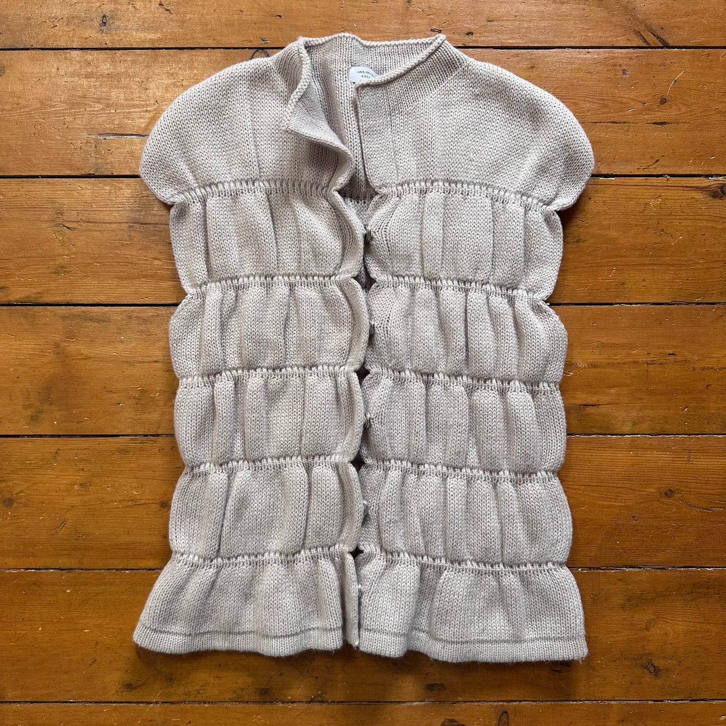 vintage 00s grey / beige ruched cardigan top