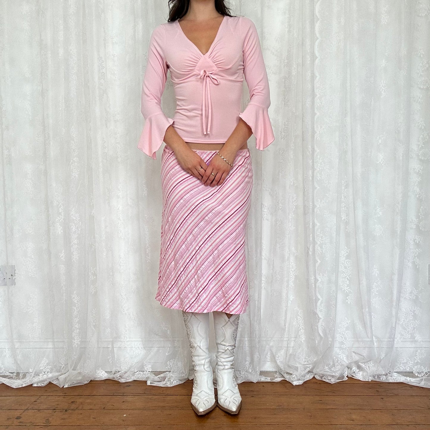vintage 00s baby pink long sleeve top