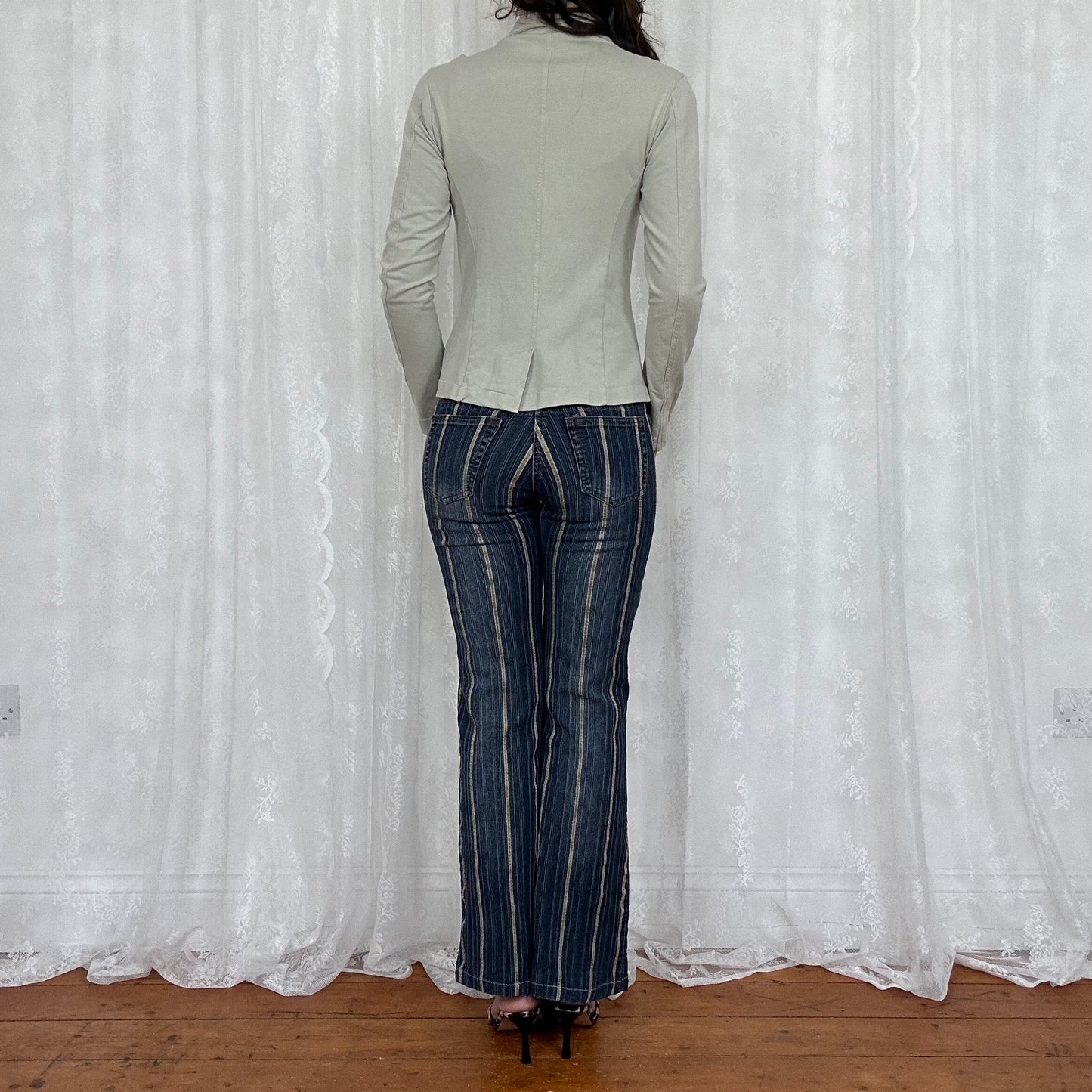 vintage 00s beige double breasted cotton jacket