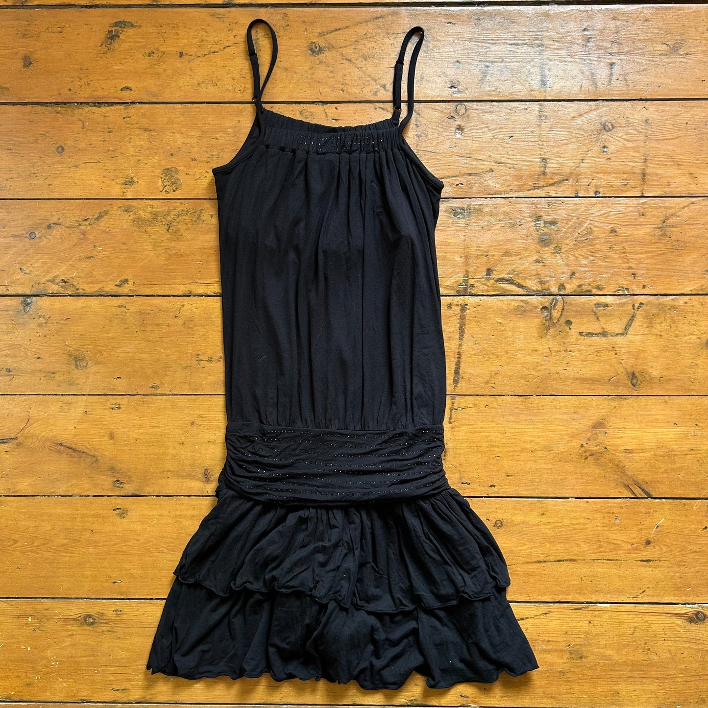 vintage 00s black mini rara dress with diamanté details