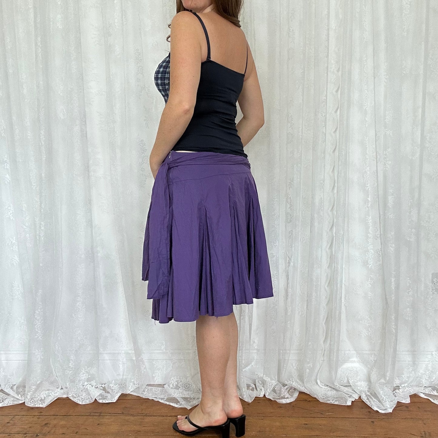 vintage 00s navy and purple checkered cami top