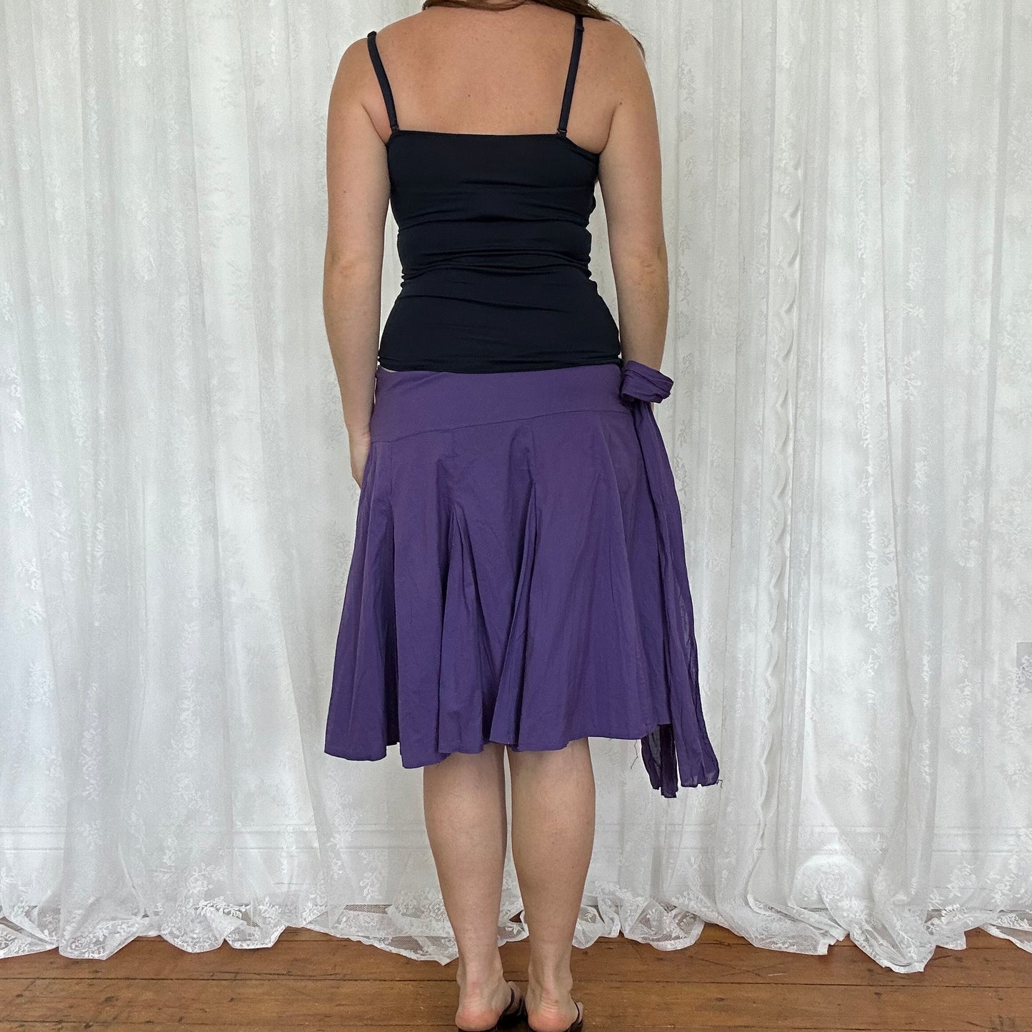 vintage 00s purple pleated midi skirt