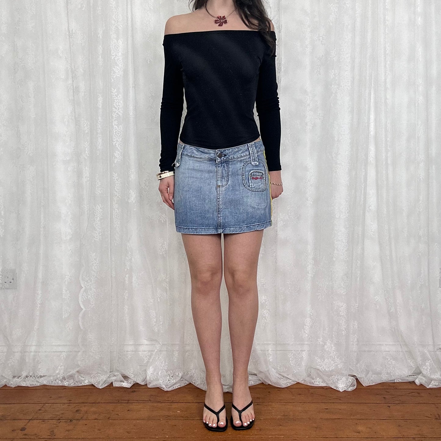 vintage 00s black shimmery off shoulder top