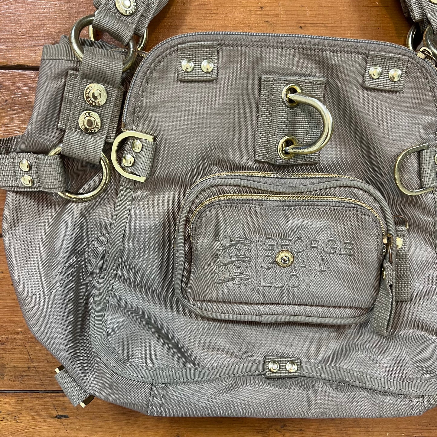 vintage 00s beige / grey george gina & lucy bag