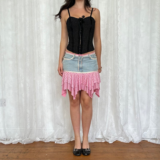 vintage 00s black polka dot hook and eye cami top