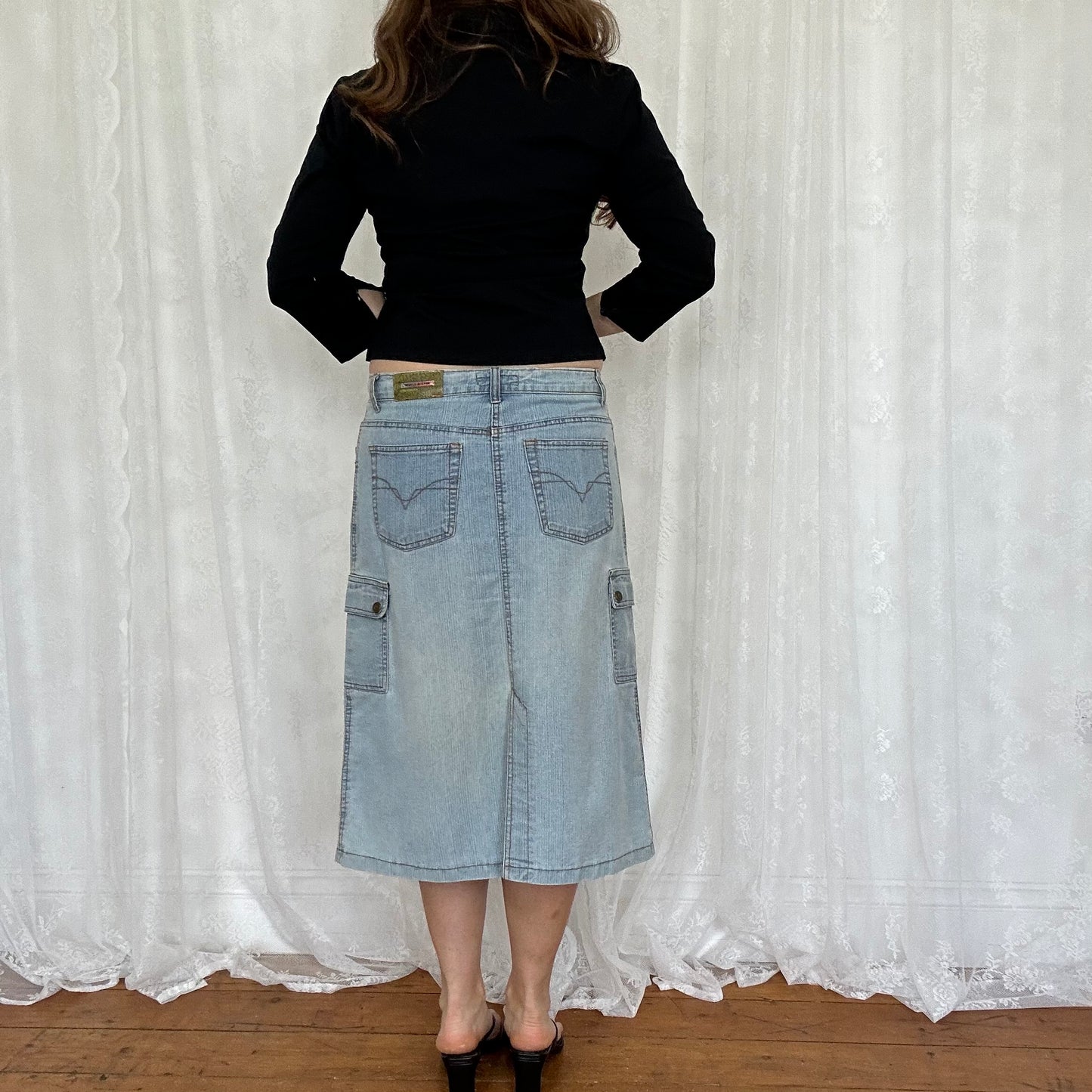 vintage 00s black crop sleeve zip shirt