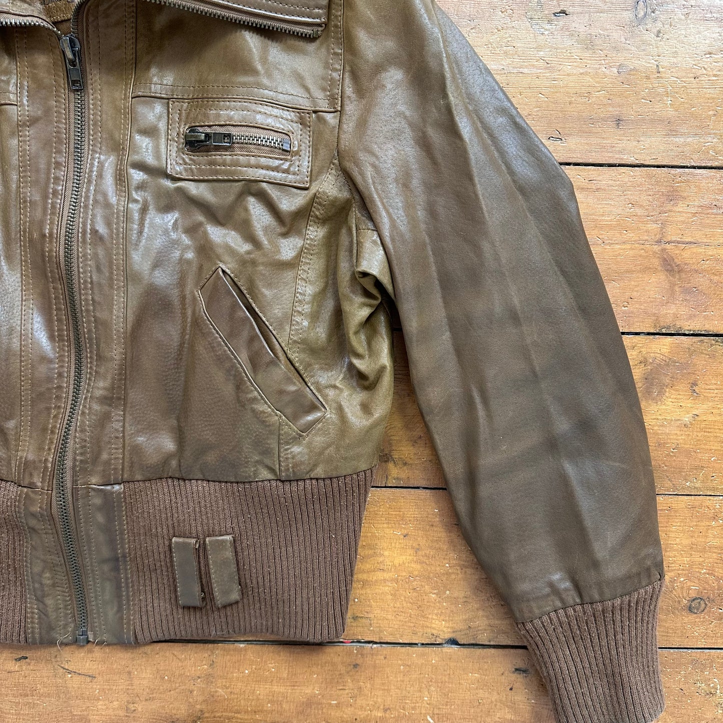 vintage 00s tan leather jacket