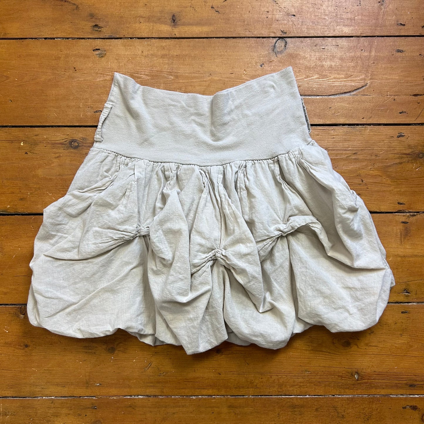 vintage 00s beige draped puff mini skirt