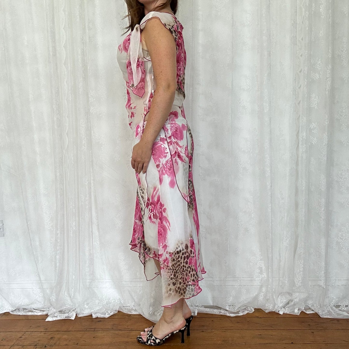 vintage 00s Morgan de toi pink flower and leopard print co ord