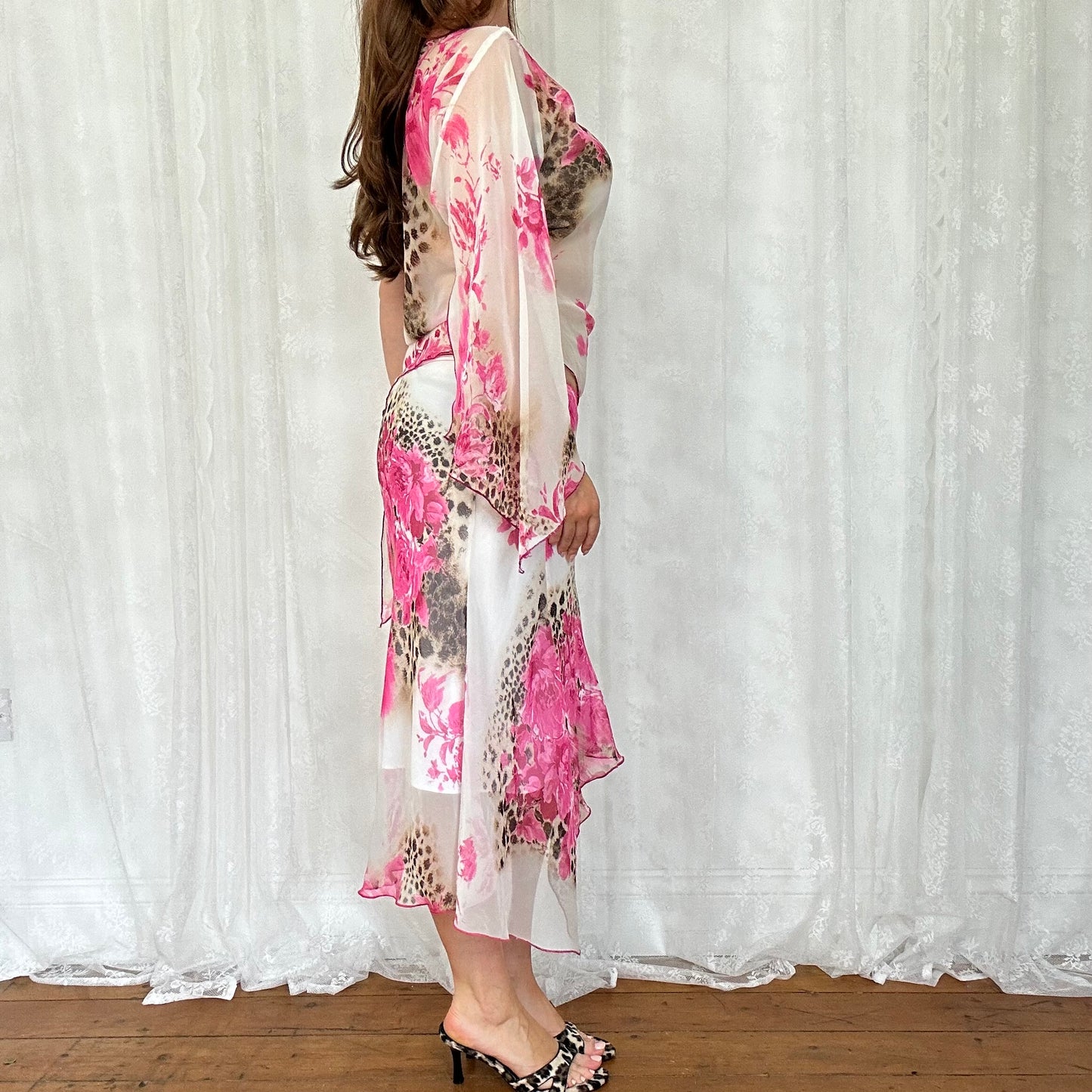 vintage 00s Morgan de toi pink flower and leopard print co ord