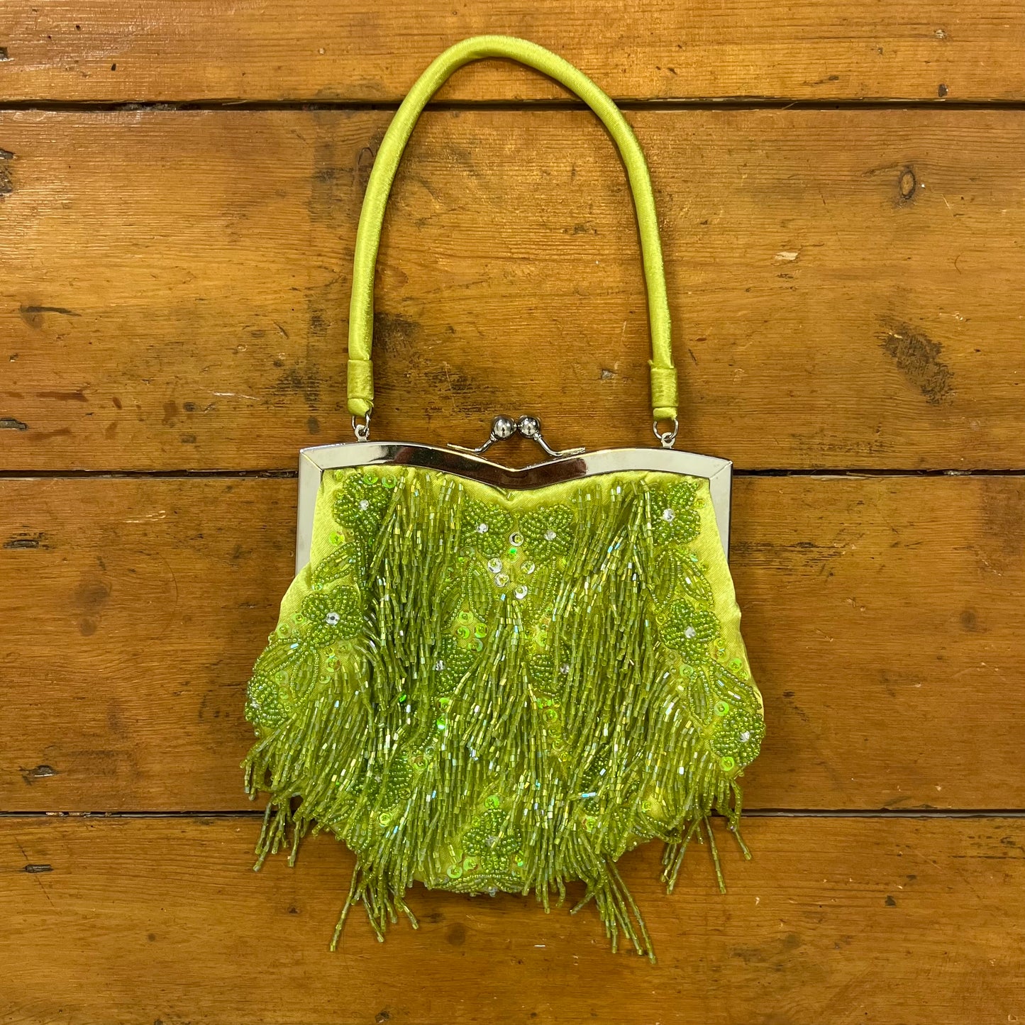 vintage 00s green sequin beaded mini handbag