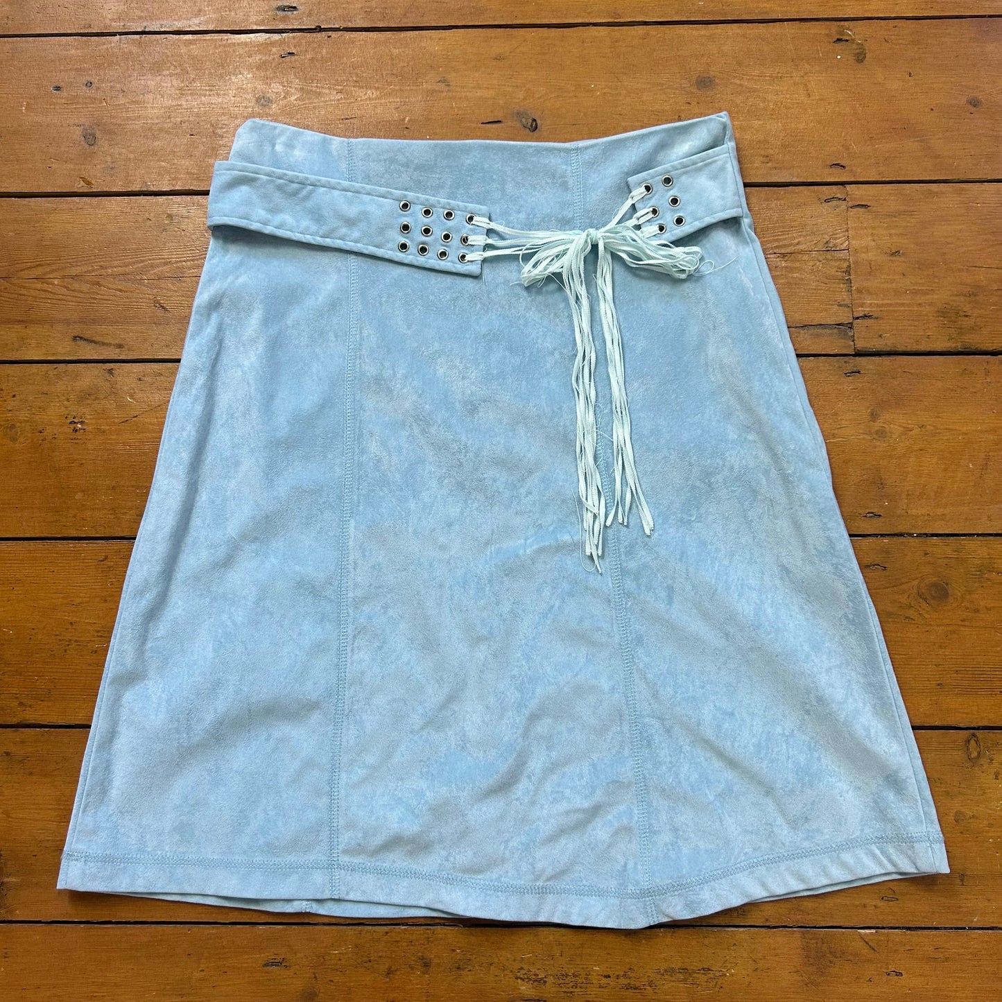 vintage 00s baby blue suede midi skirt