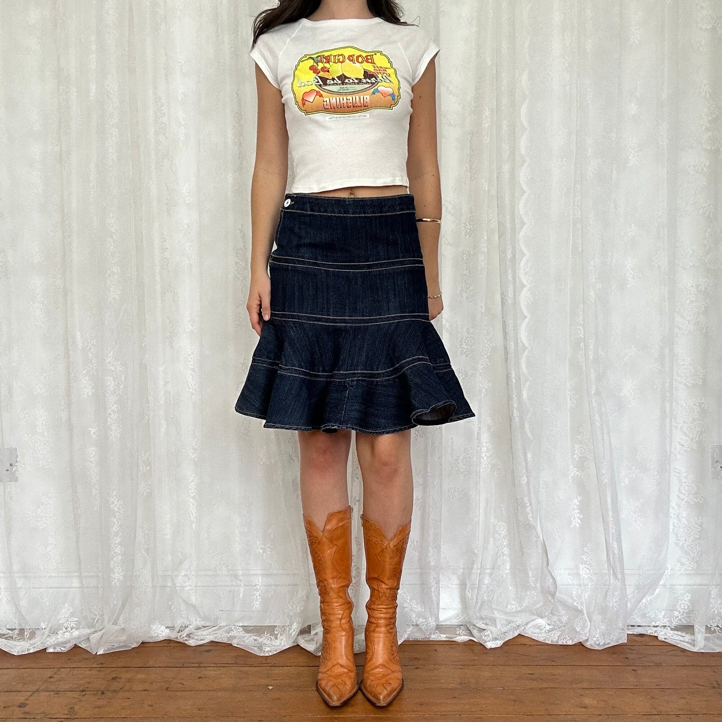 vintage 00s white 'bop girl' graphic top
