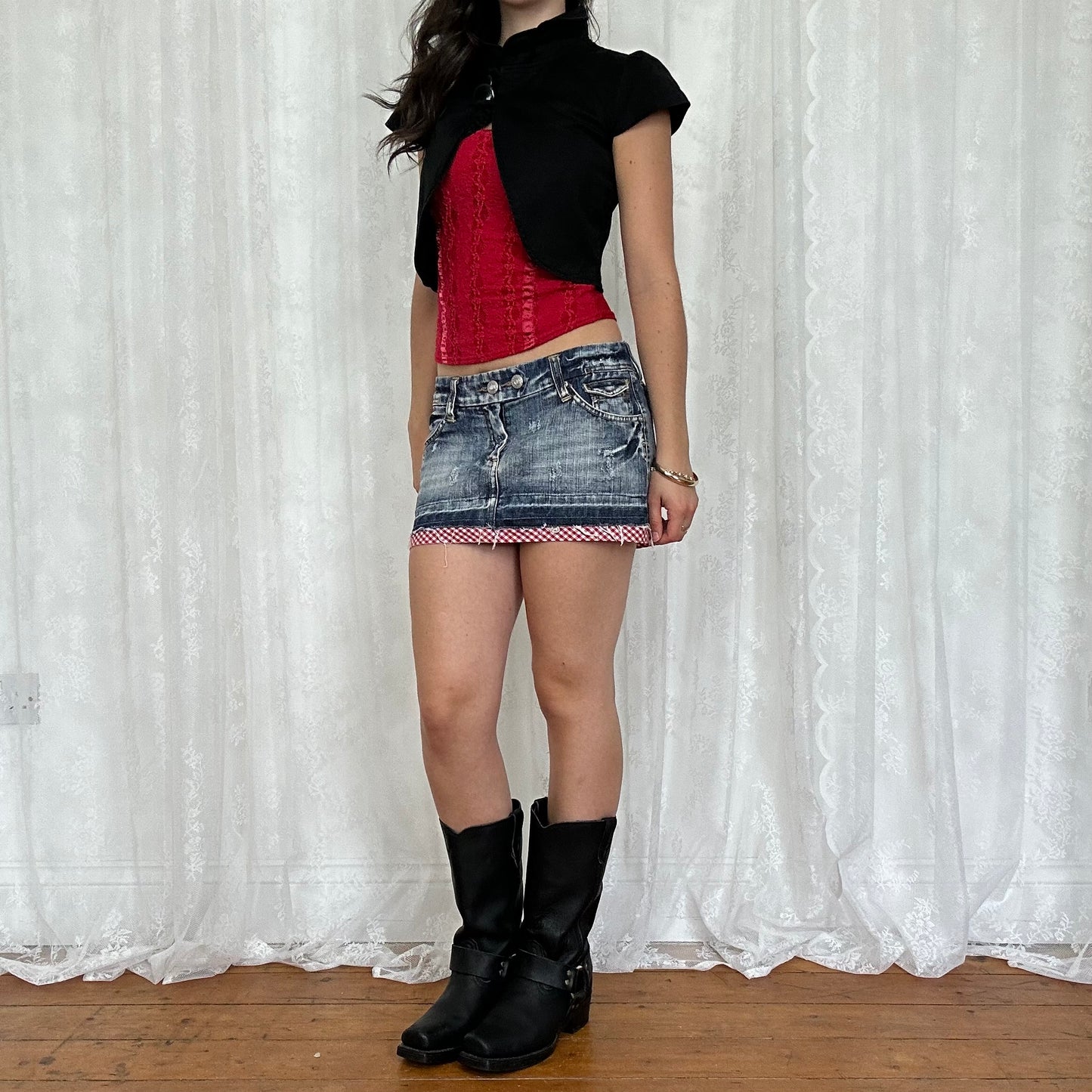 vintage 00s black short sleeve peacoat
