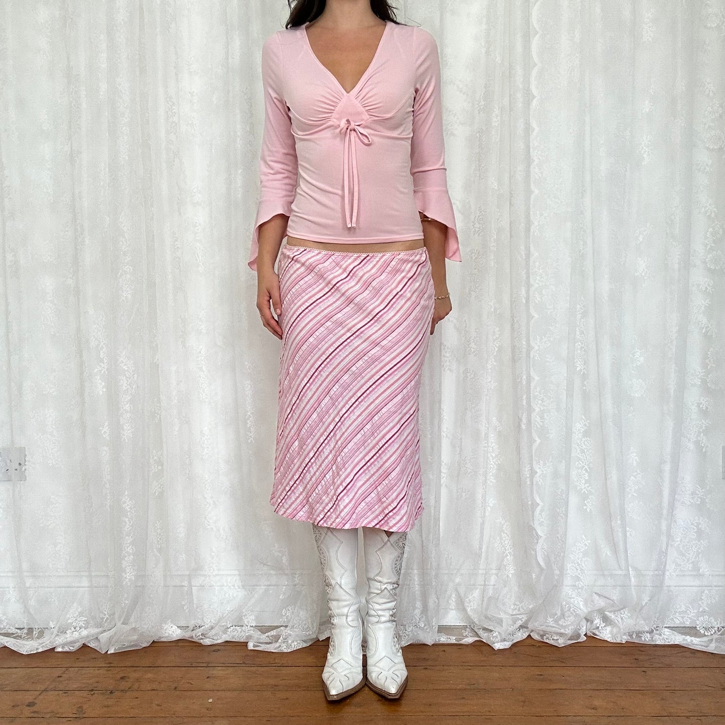 vintage 00s baby pink long sleeve top