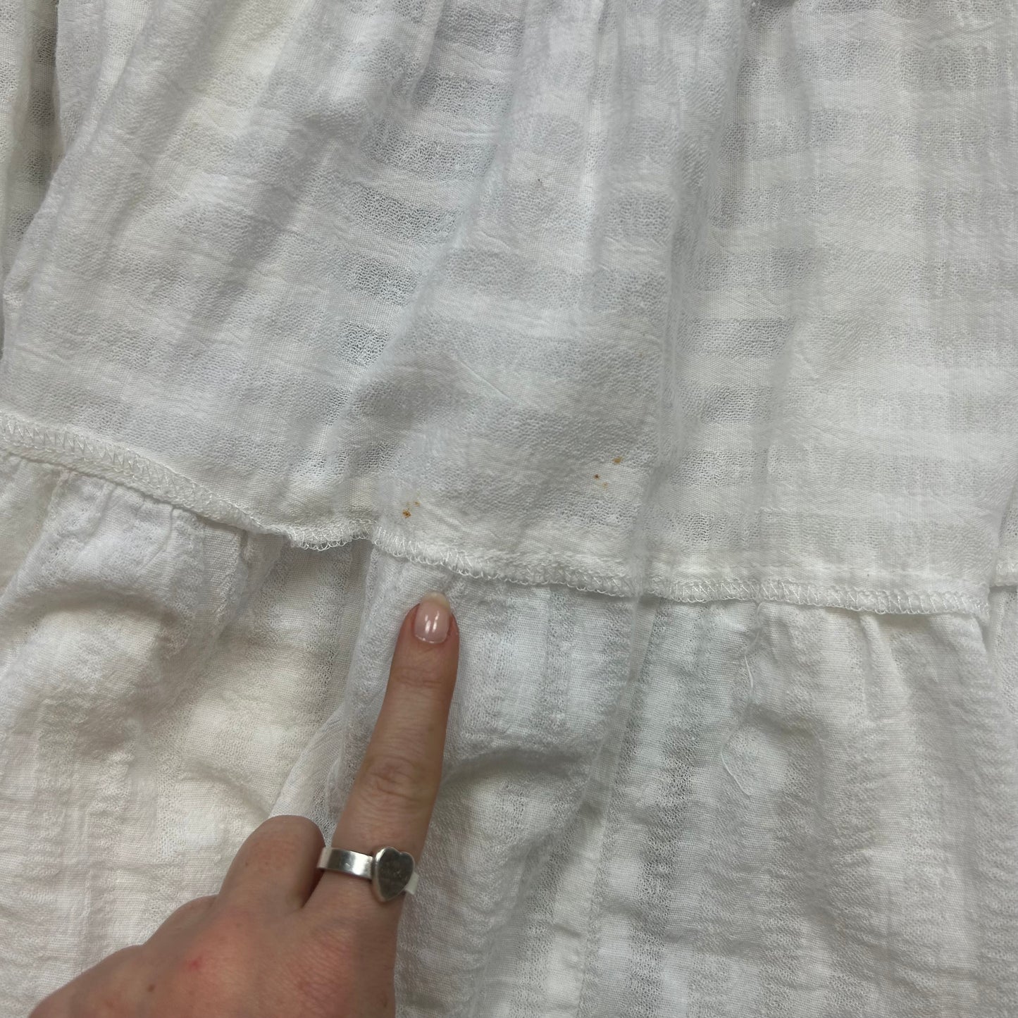 vintage 00s white striped tiered midi skirt