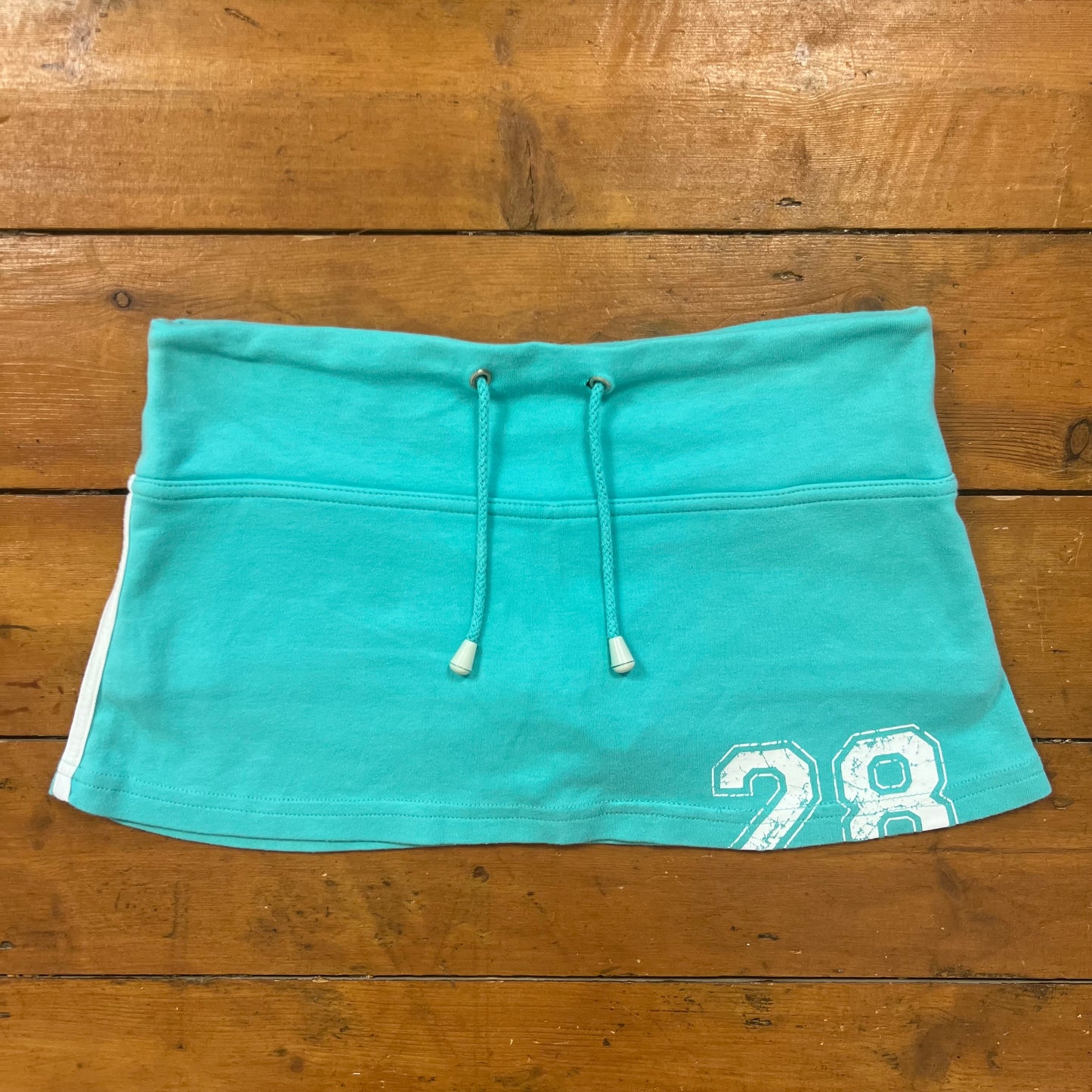 vintage 00s blue sporty ‘28’ mini skirt with inbuilt shorts