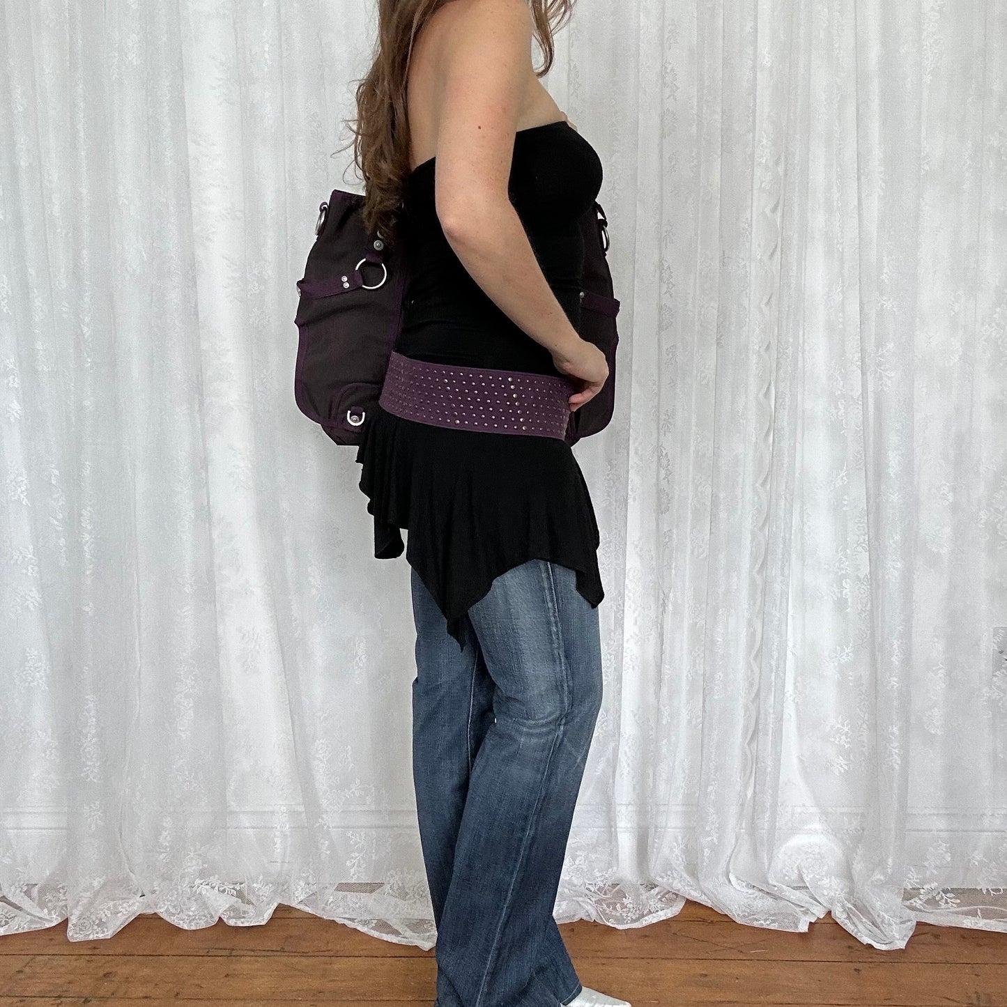 vintage 00s purple studded belt