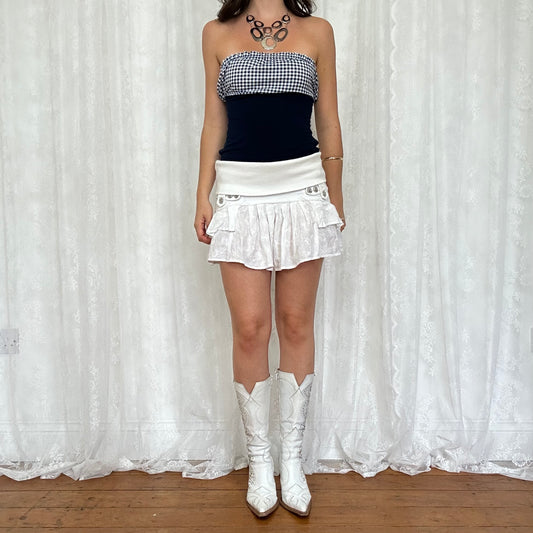 vintage 00s navy gingham strapless tie back top