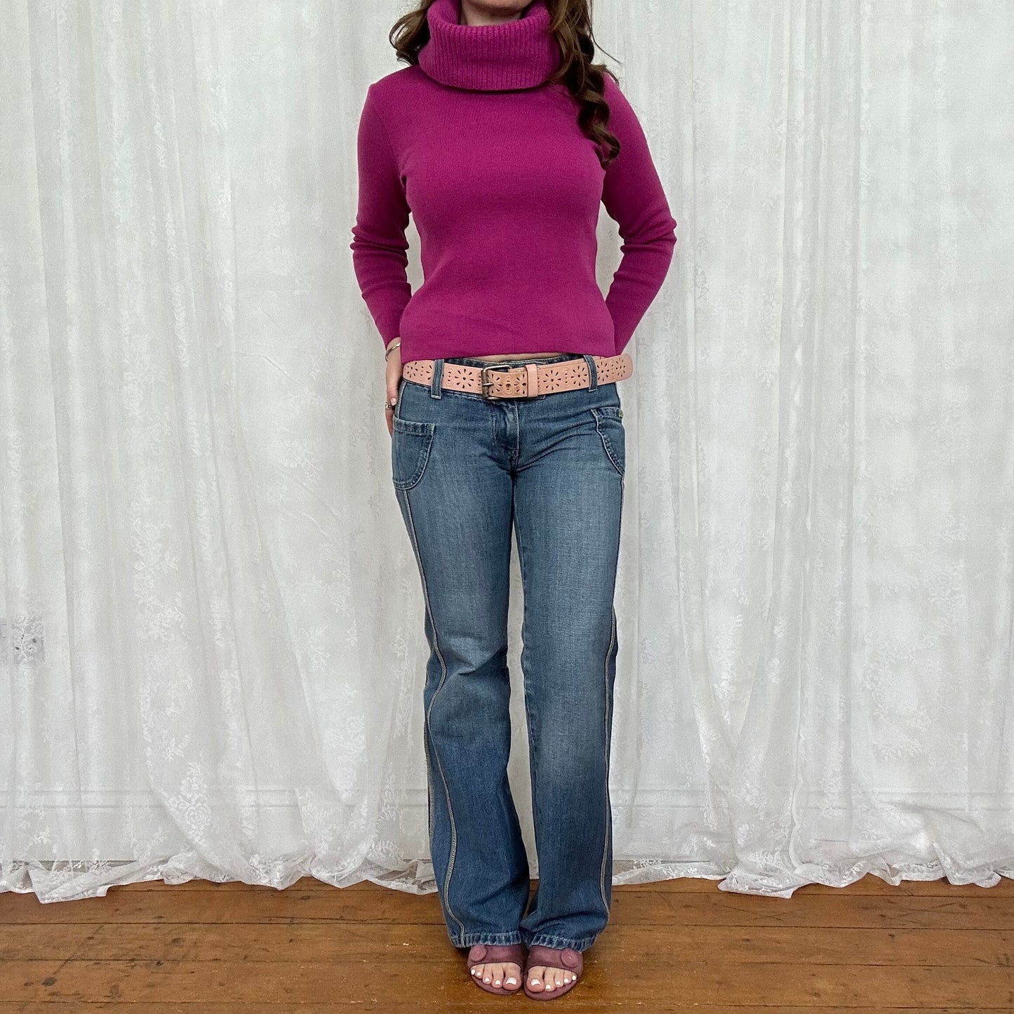 vintage 00s berry pink turtleneck top