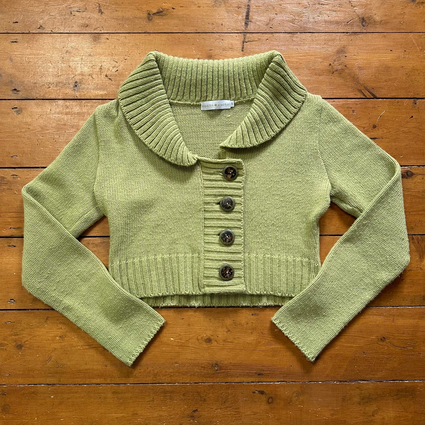vintage 00s apple green button up cardigan