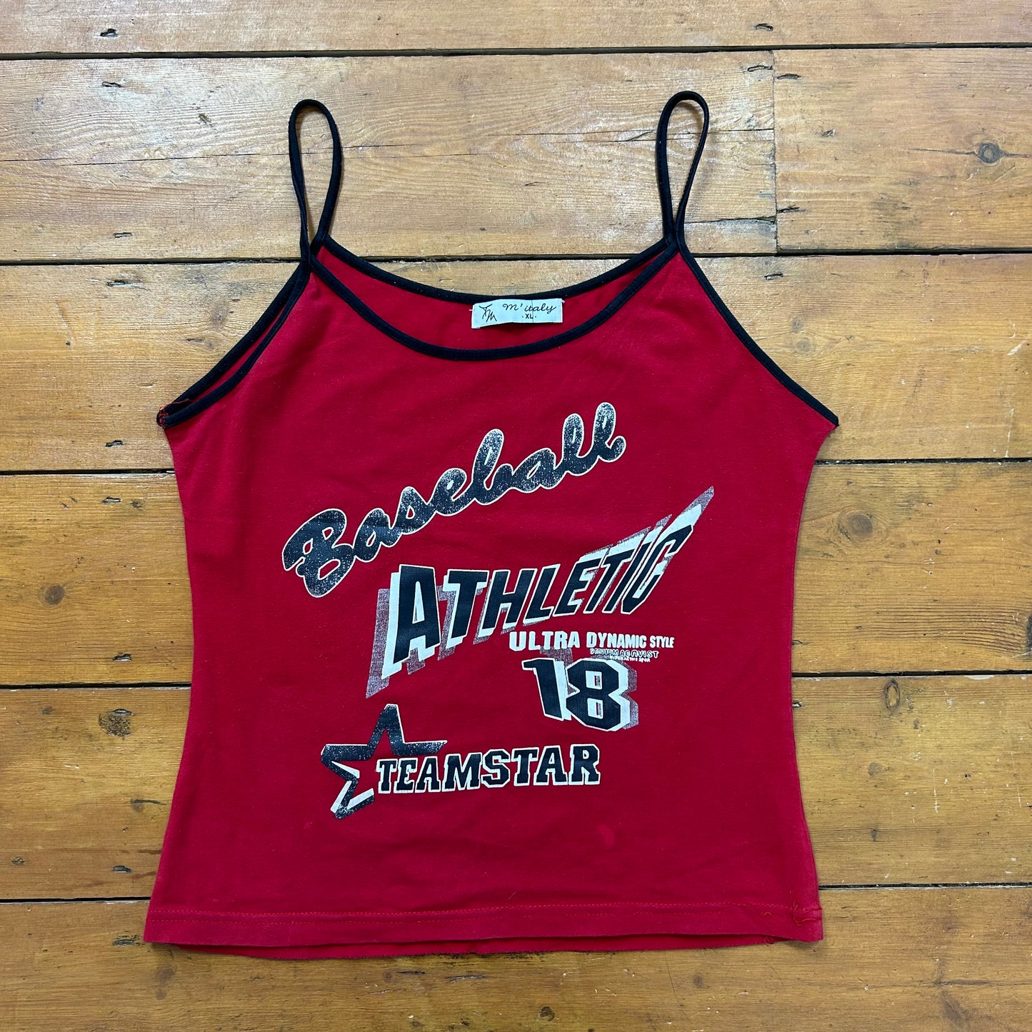 vintage 00s red graphic cami top