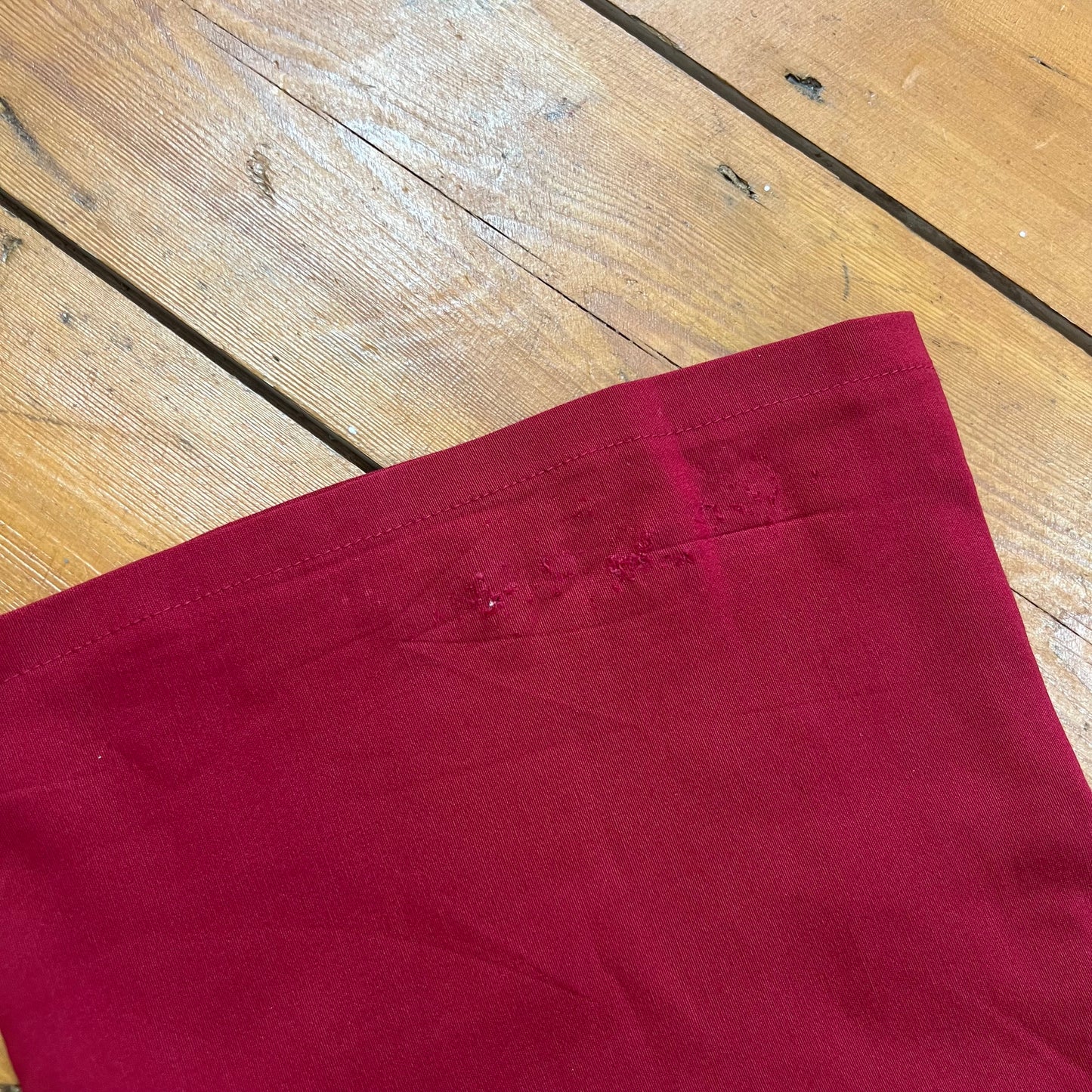 vintage 00s red flared trousers with front zip