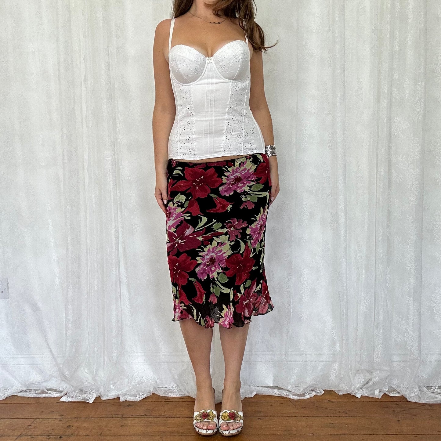 vintage 00s white broderie corset top