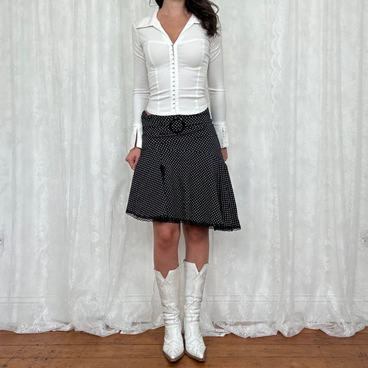 vintage 00s white fitted hook and eye shirt