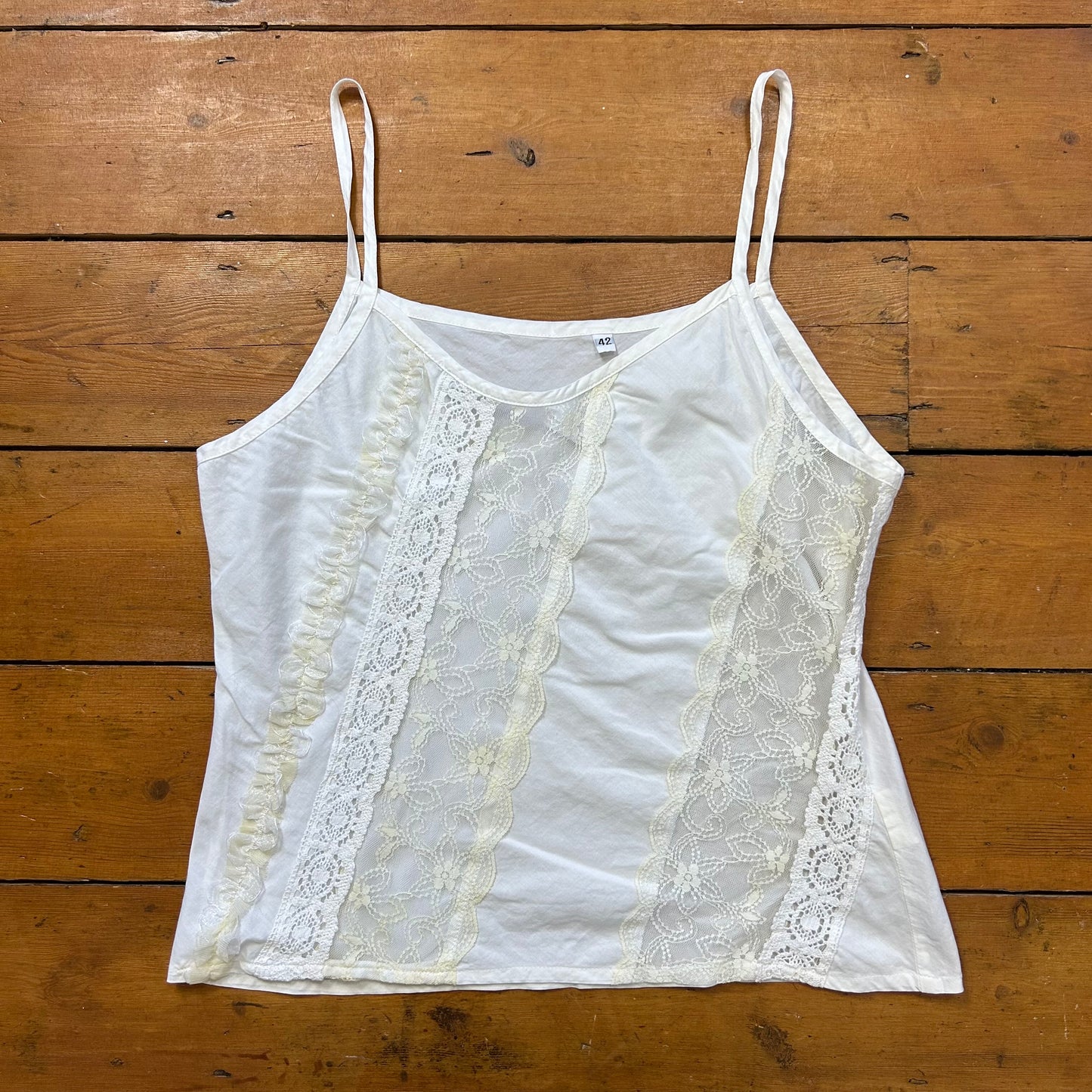 vintage 00s white lace panel cami