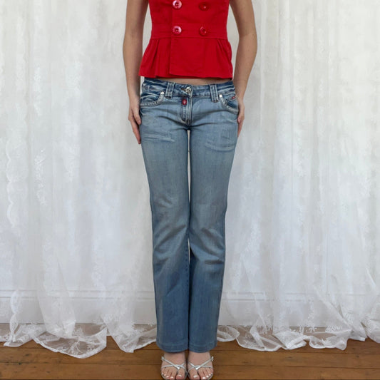 vintage 00s low rise jeans with diamanté pockets