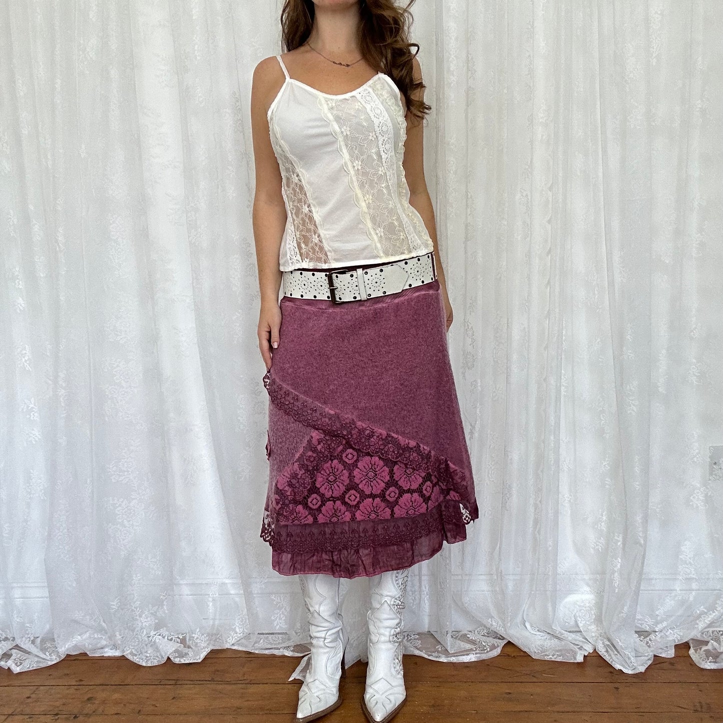 vintage 00s white lace panel cami