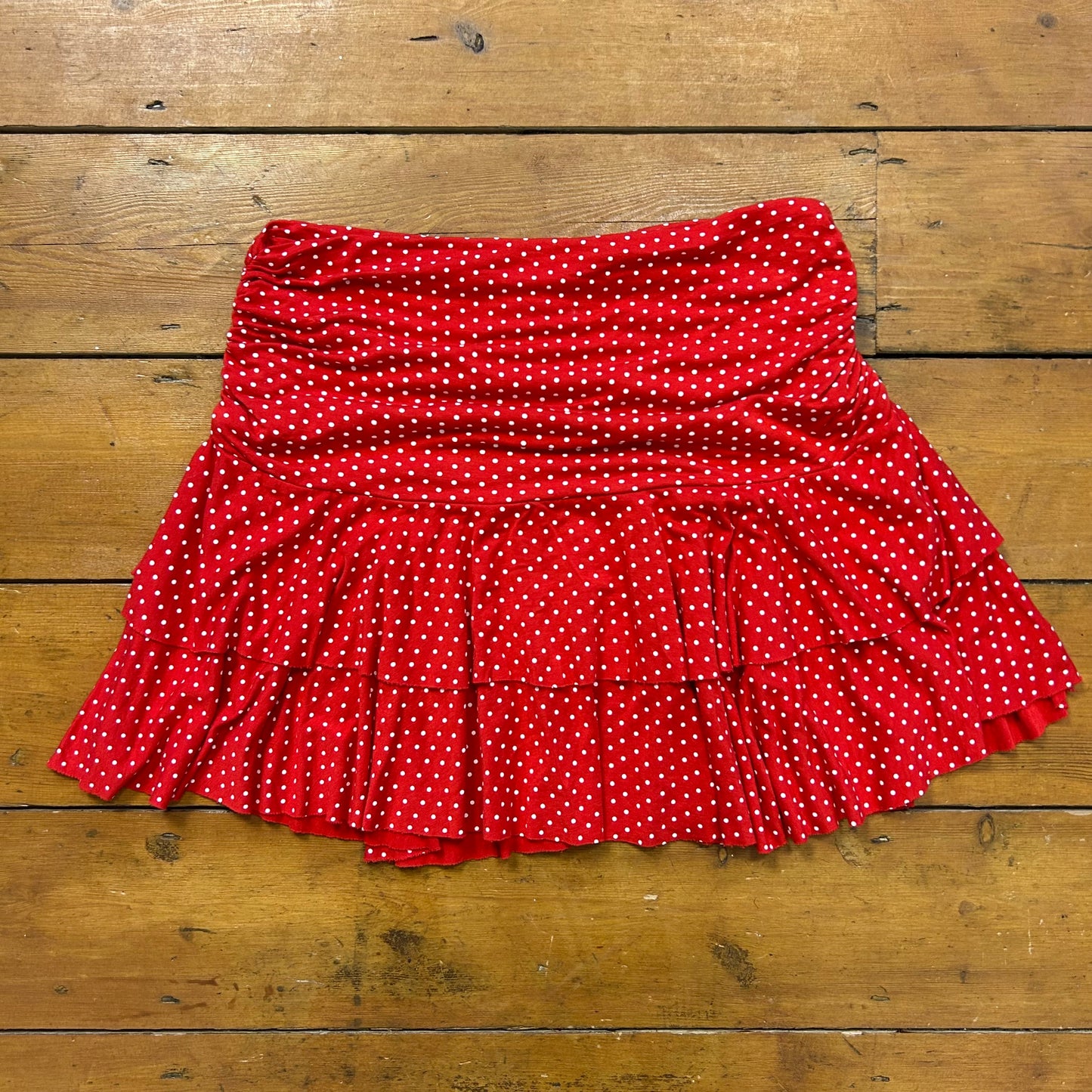 vintage 00s red polka dot mini rara skirt
