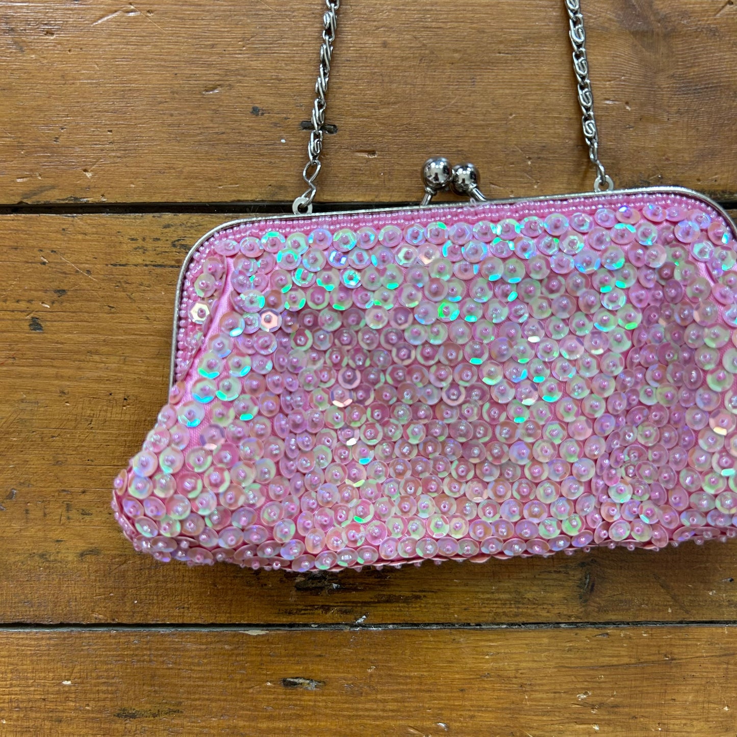 vintage 00s pink sequin clutch bag