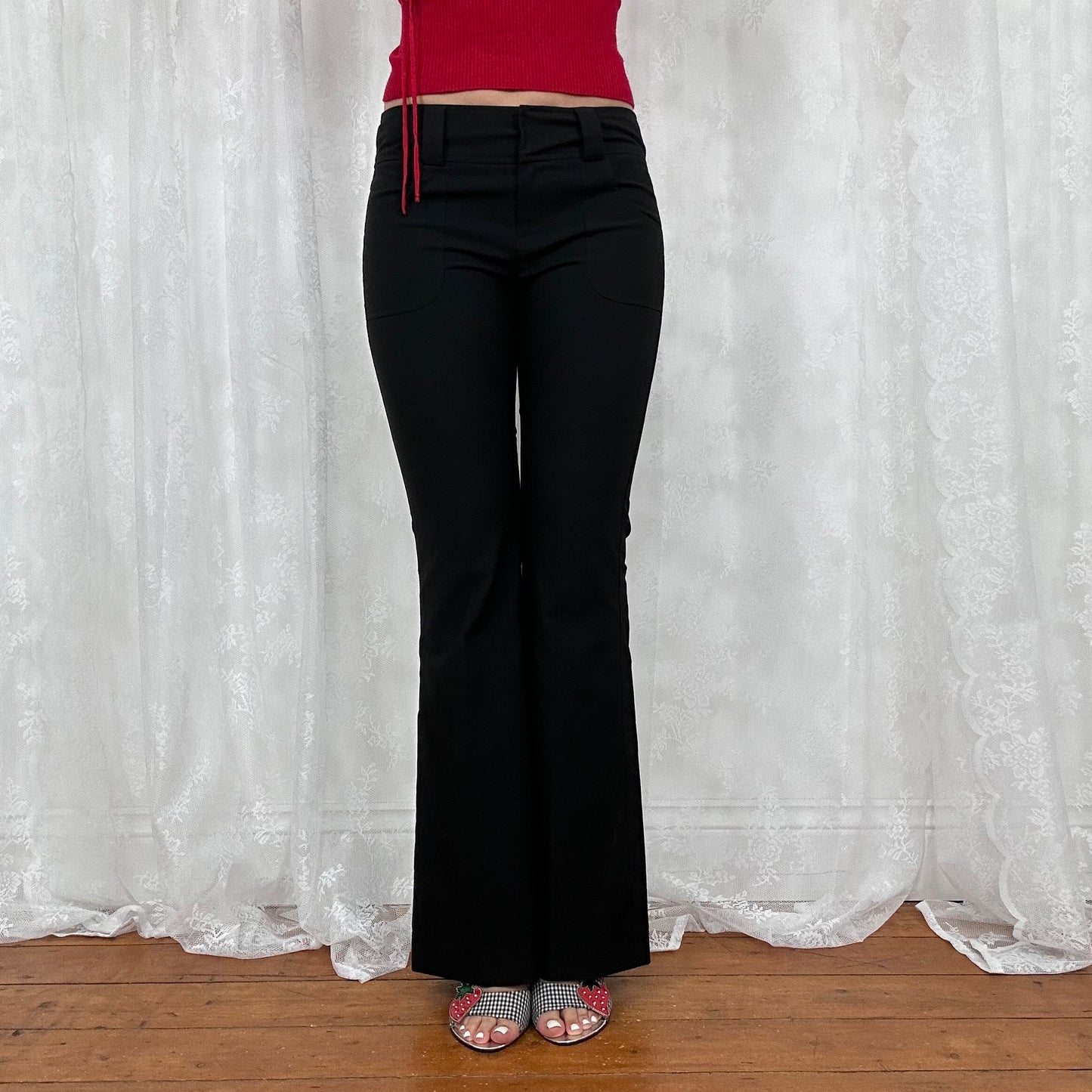 vintage 00s black low rise suit trousers