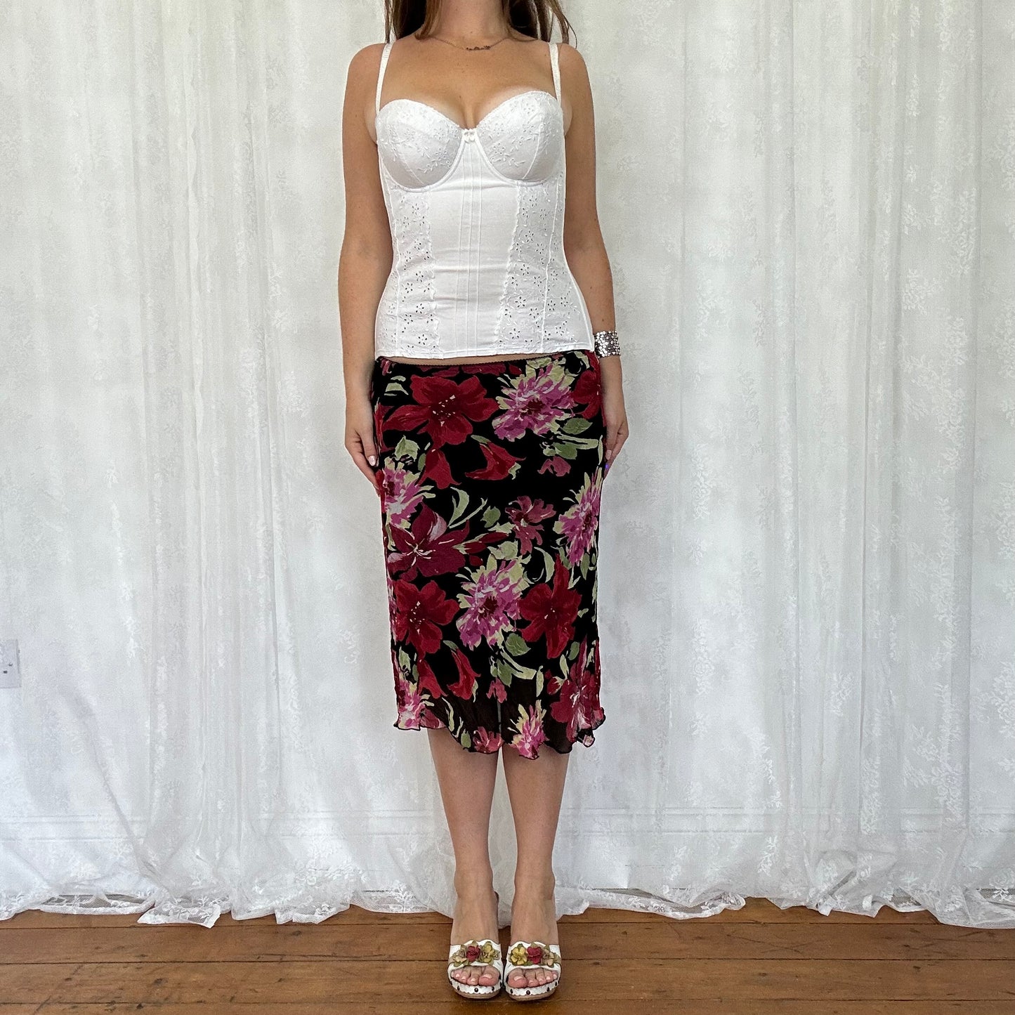 vintage 00s white broderie corset top